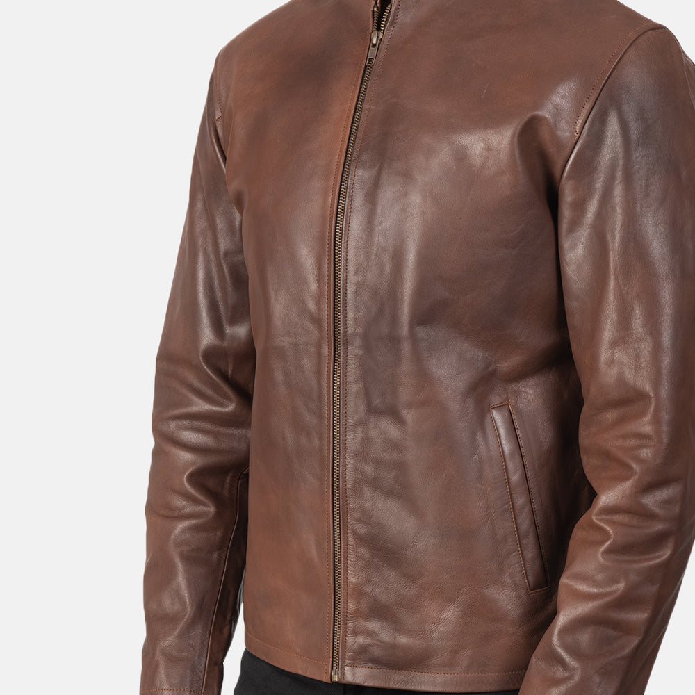 "Levi Black Leather Biker Jacket – Premium Cowhide with Classic Biker Details"