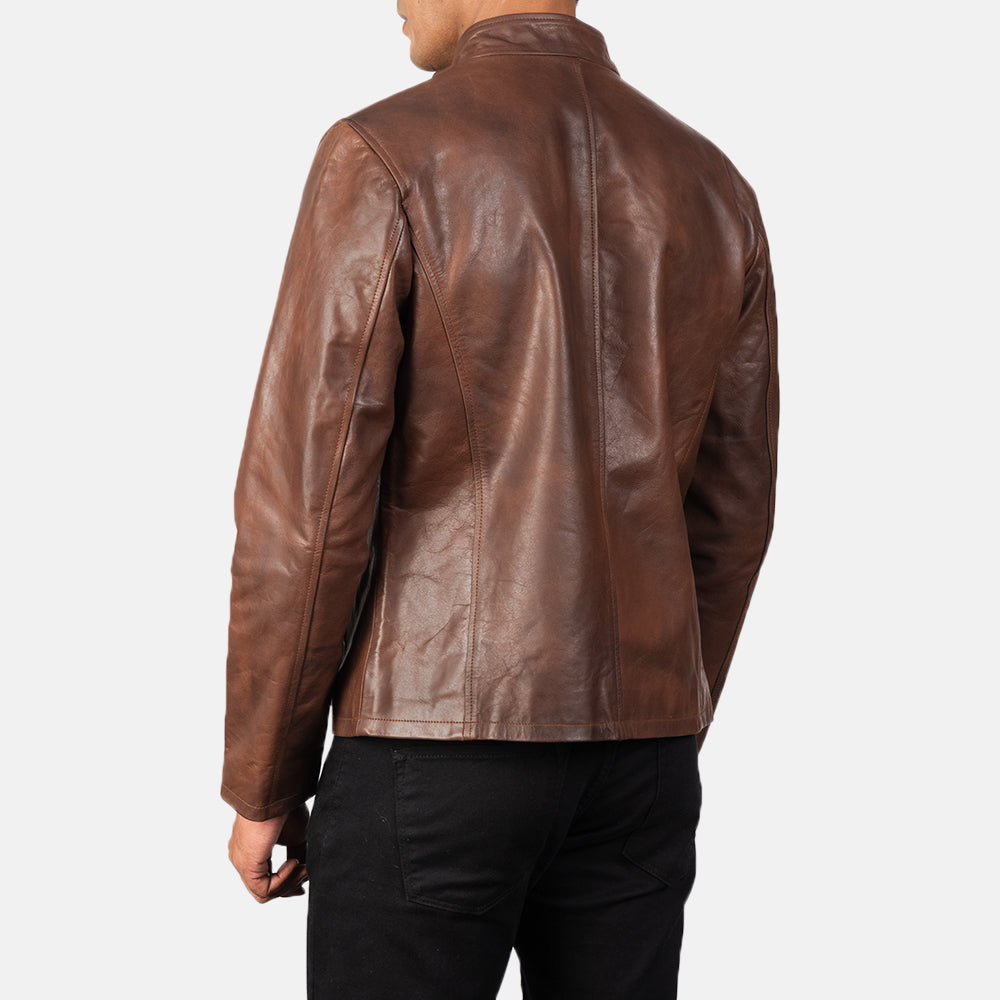 "Levi Black Leather Biker Jacket – Premium Cowhide with Classic Biker Details"