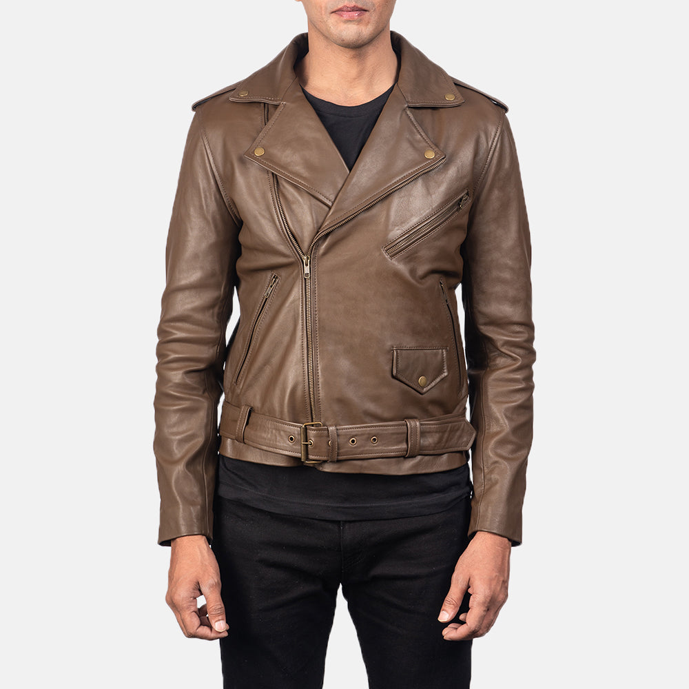 "Elijah Black Leather Biker Jacket – Premium Cowhide with Classic Biker Details"