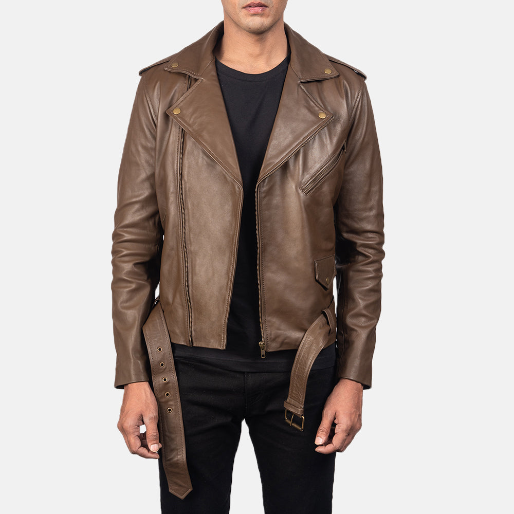 "Elijah Black Leather Biker Jacket – Premium Cowhide with Classic Biker Details"