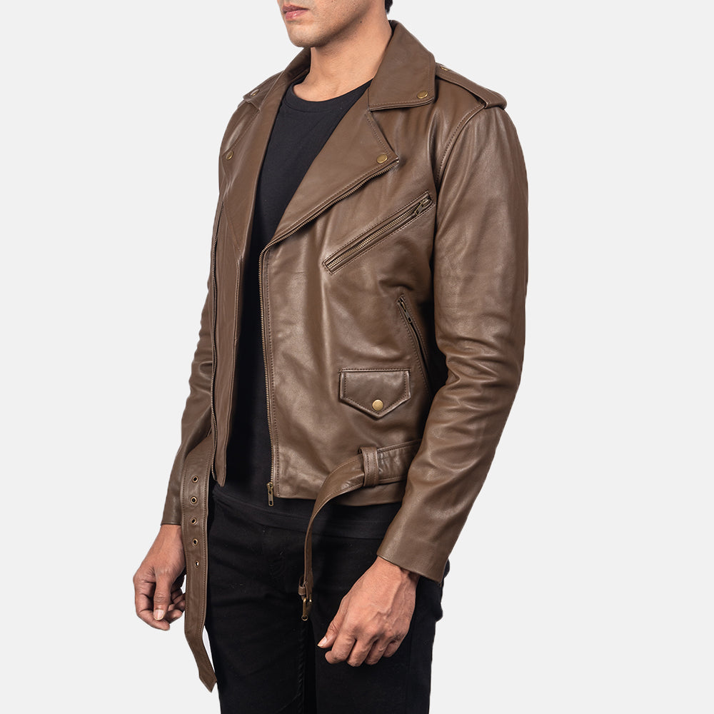 "Elijah Black Leather Biker Jacket – Premium Cowhide with Classic Biker Details"