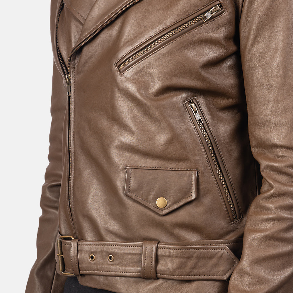 "Elijah Black Leather Biker Jacket – Premium Cowhide with Classic Biker Details"