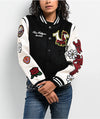 Black & Cream Embroidered Varsity Jacket