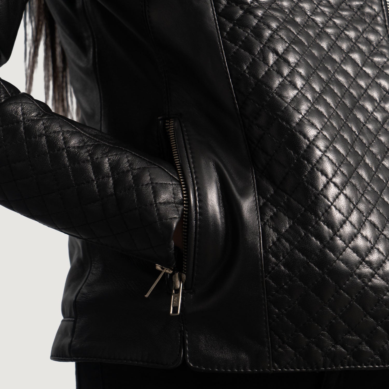 Lily Quilted Black Leather Biker Jacket