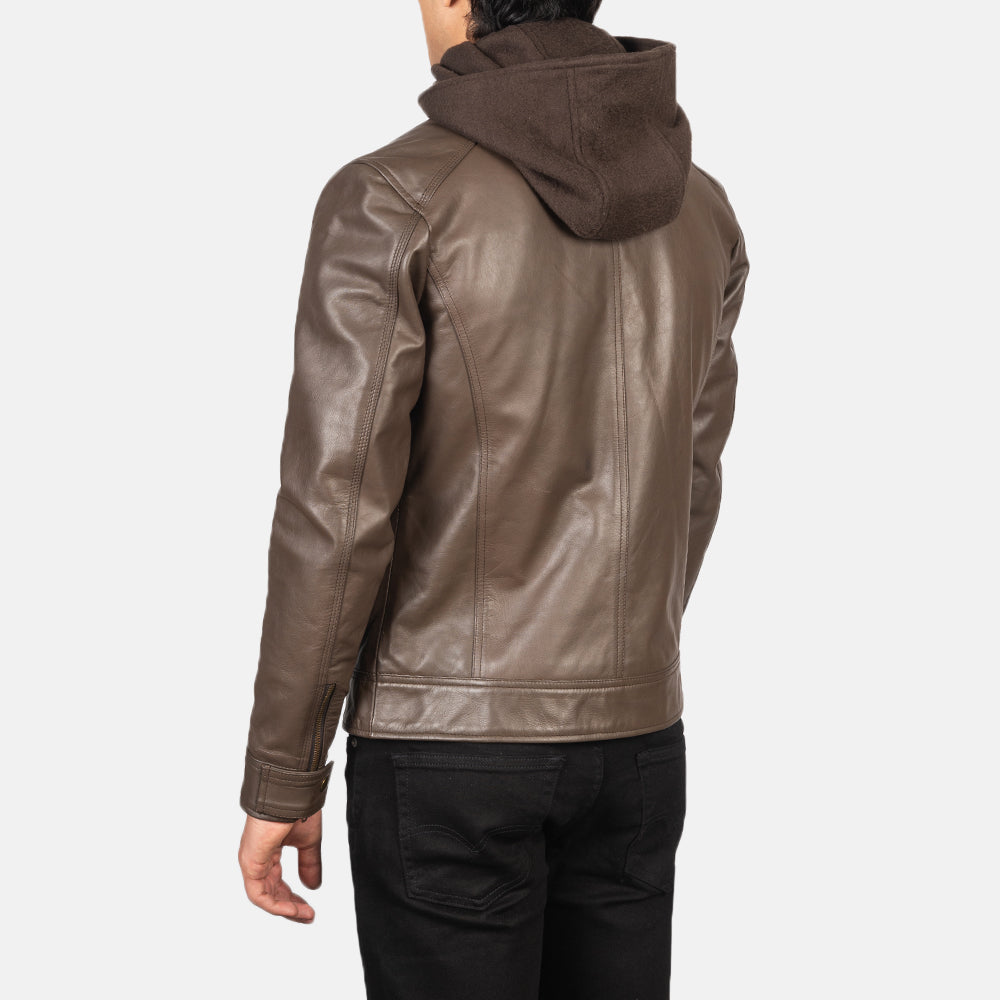 Benjamin Vintage Brown Hooded Goatskin Leather Biker Jacket - Stylish & Durable