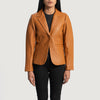 Andi Quilted Brown Leather Blazer