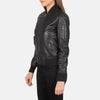 Mia Black Leather Bomber Jacket