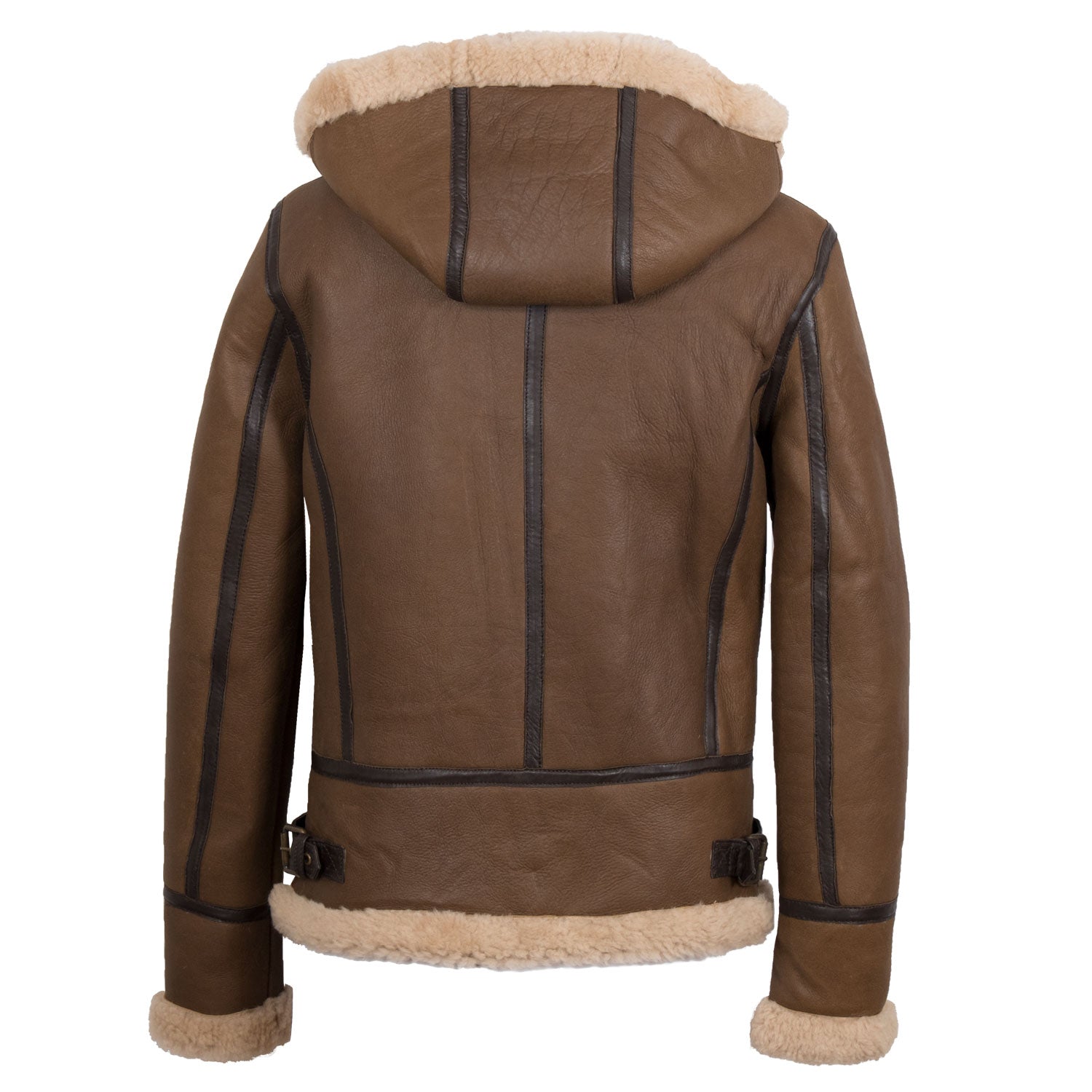 Andi Brown Hooded Shearling Sheepskin Leather Jacket