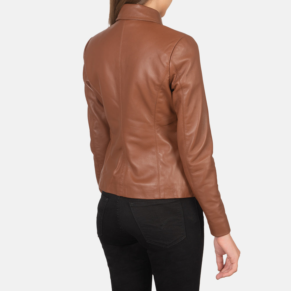 Elizabeth Brown Leather Biker Jacket