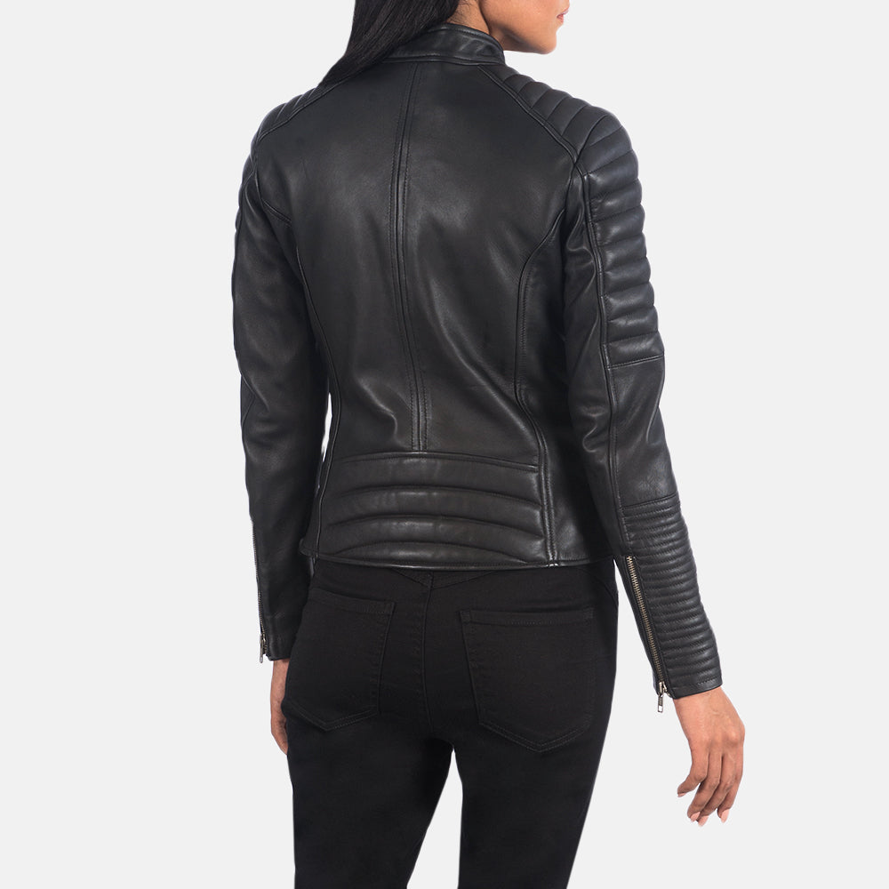 Emily Black Leather Biker Jacket