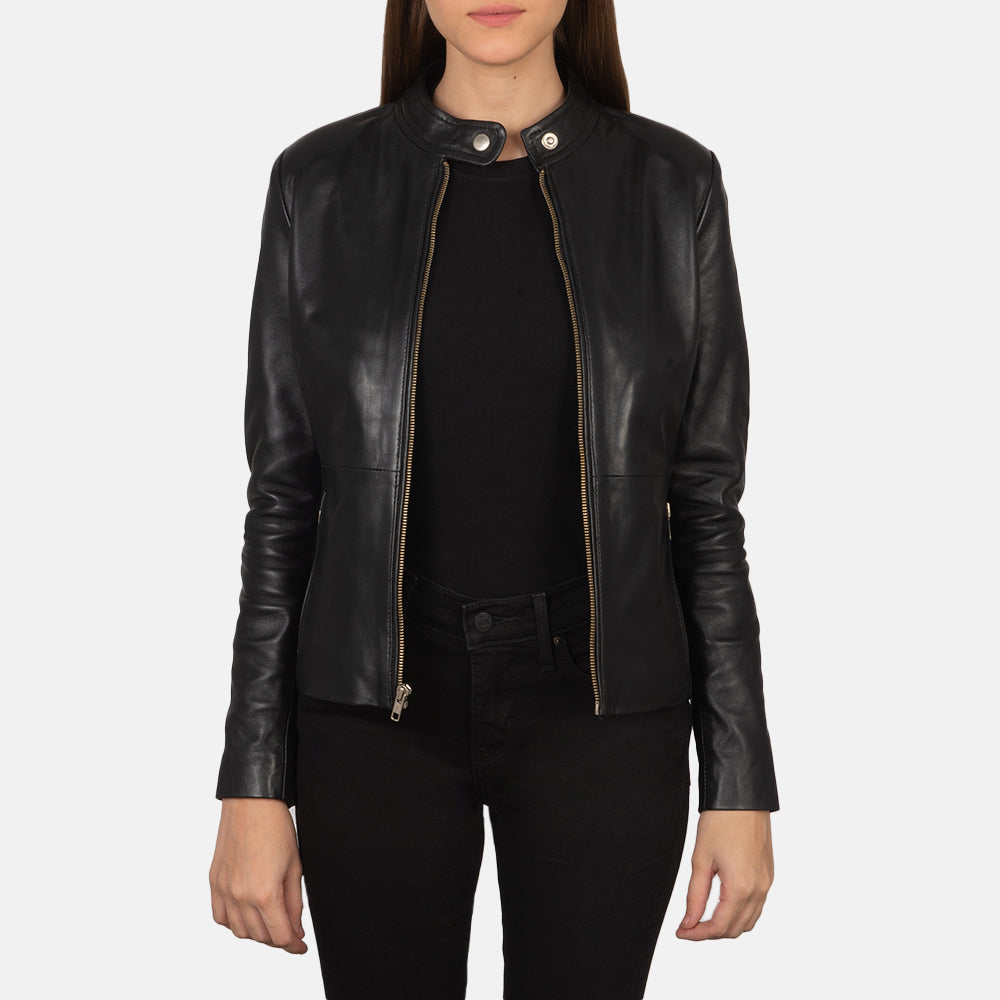 Harper Black Leather Biker Jacket