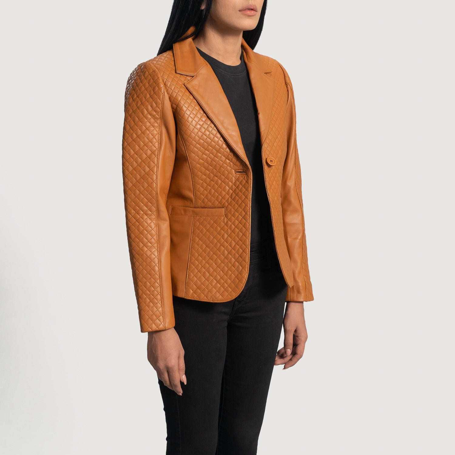 Andi Quilted Brown Leather Blazer