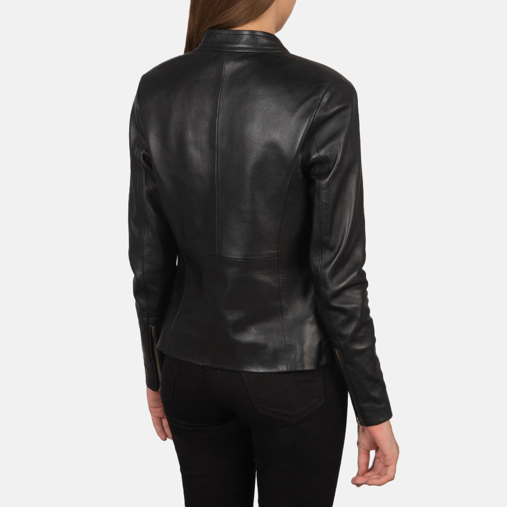 Harper Black Leather Biker Jacket