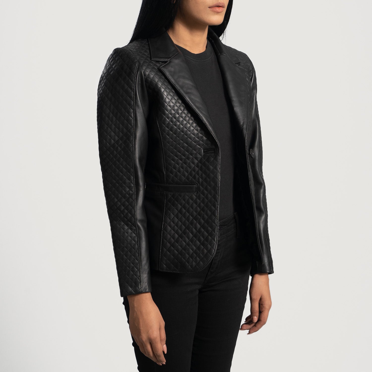 Andi Quilted Black Leather Blazer