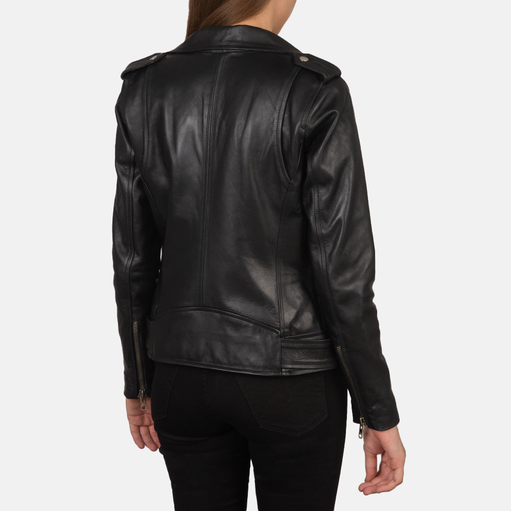 Charlotte Black Leather Biker Jacket