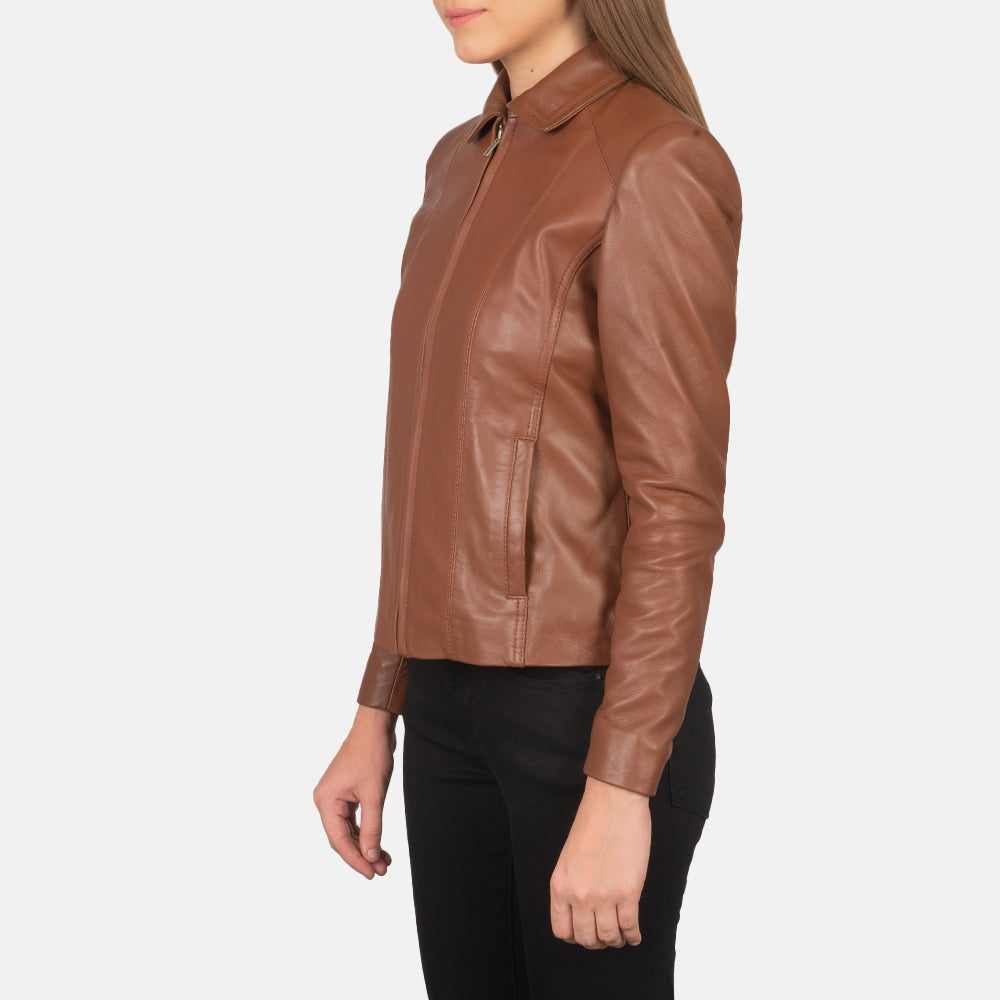 Elizabeth Brown Leather Biker Jacket