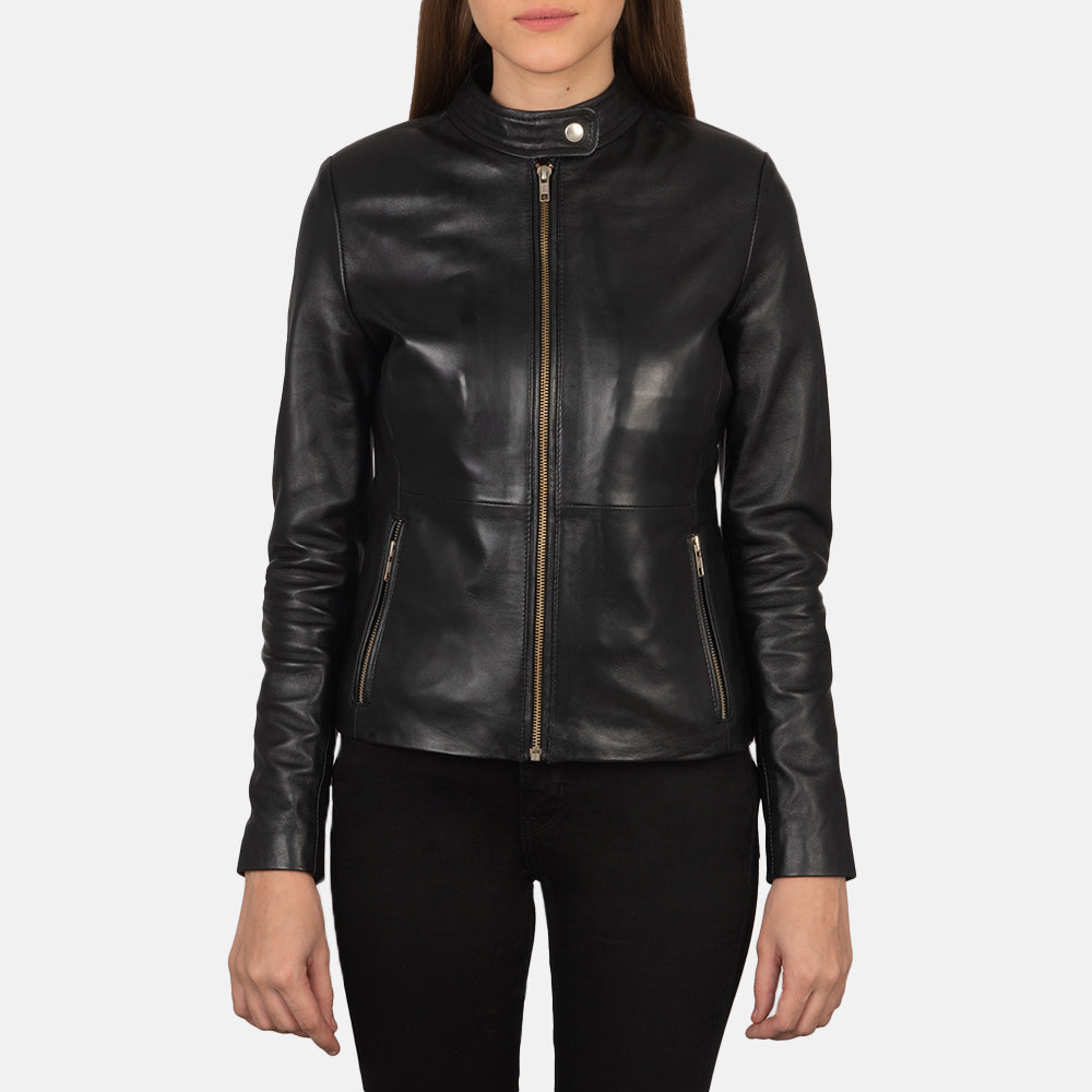 Harper Black Leather Biker Jacket