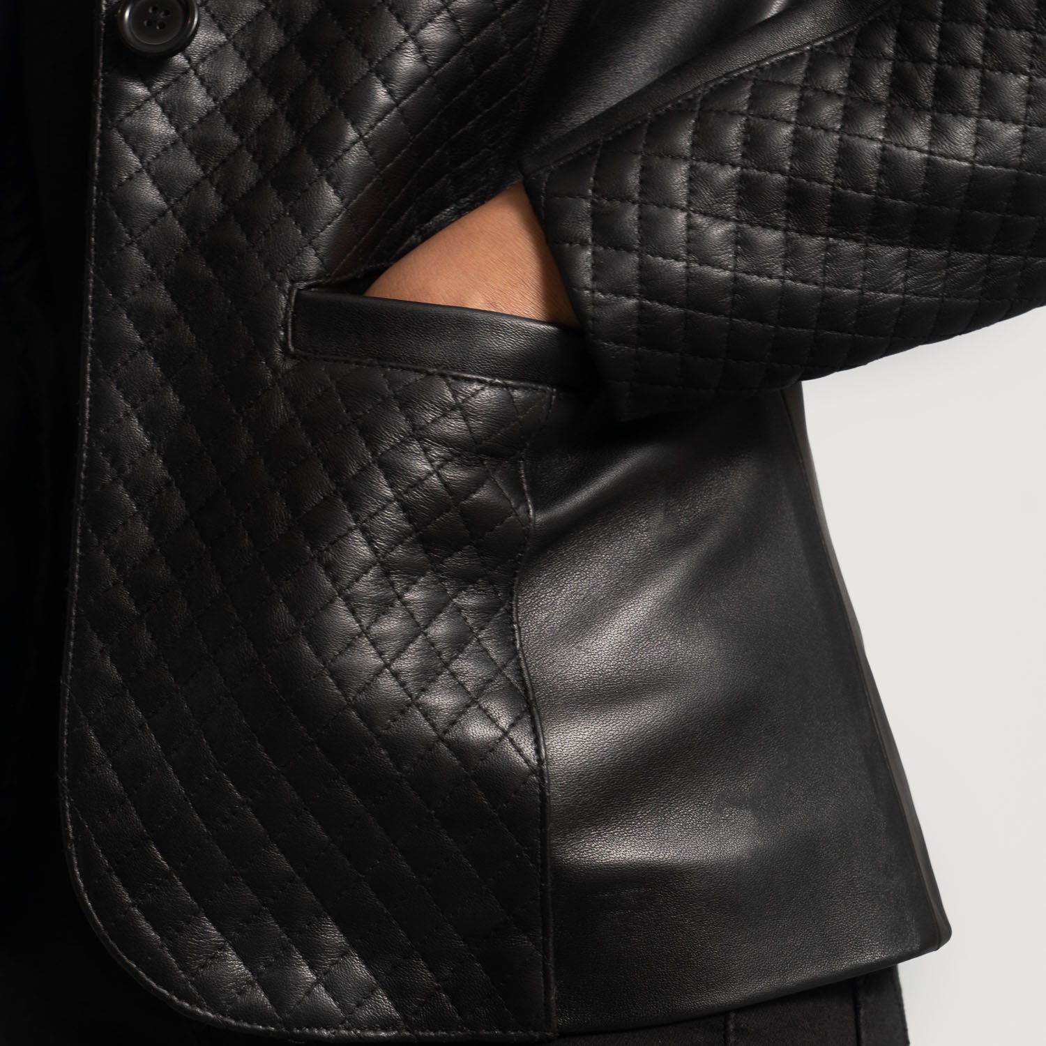 Andi Quilted Black Leather Blazer