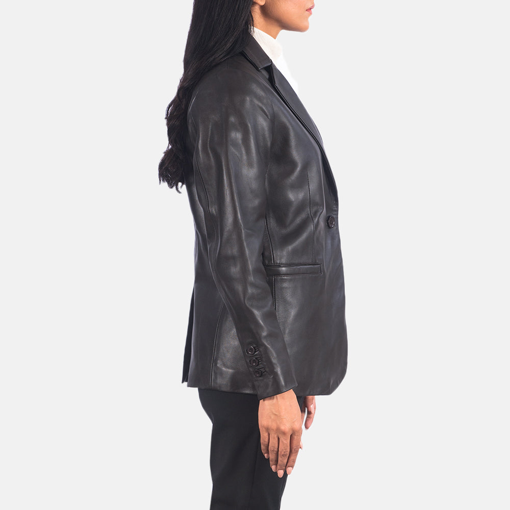 Lily Black Leather Blazer