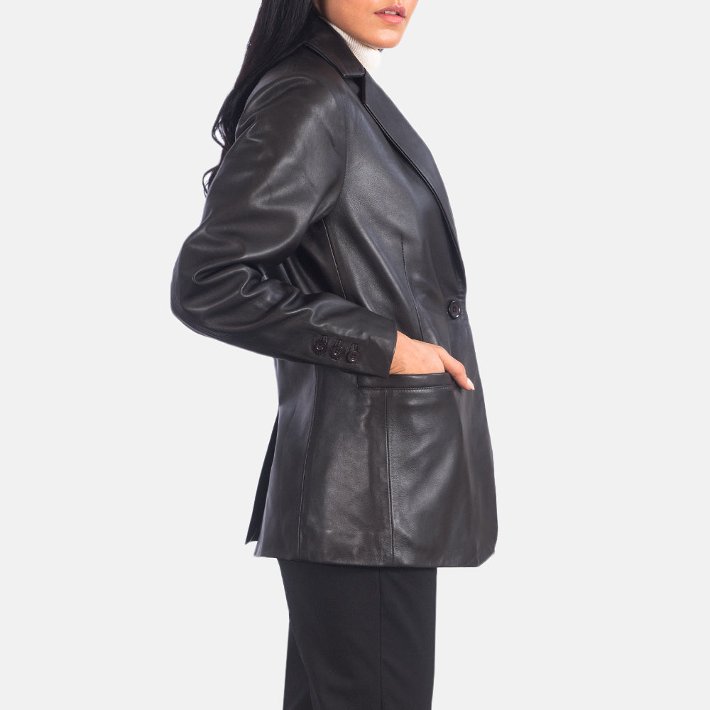 Lily Black Leather Blazer