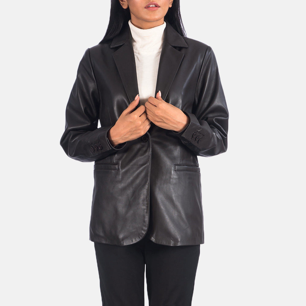 Lily Black Leather Blazer