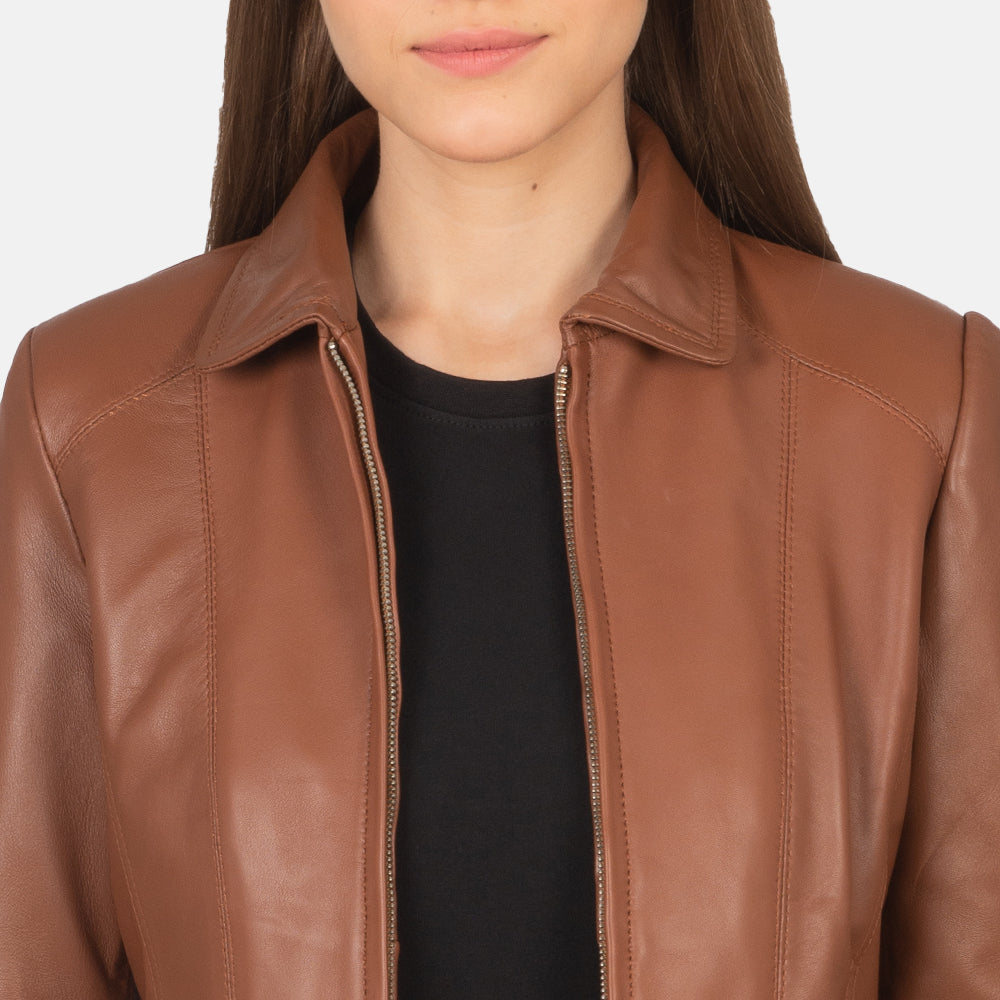 Elizabeth Brown Leather Biker Jacket