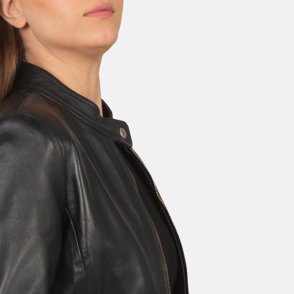 Harper Black Leather Biker Jacket