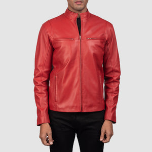 Liam Red Leather Biker Jacket