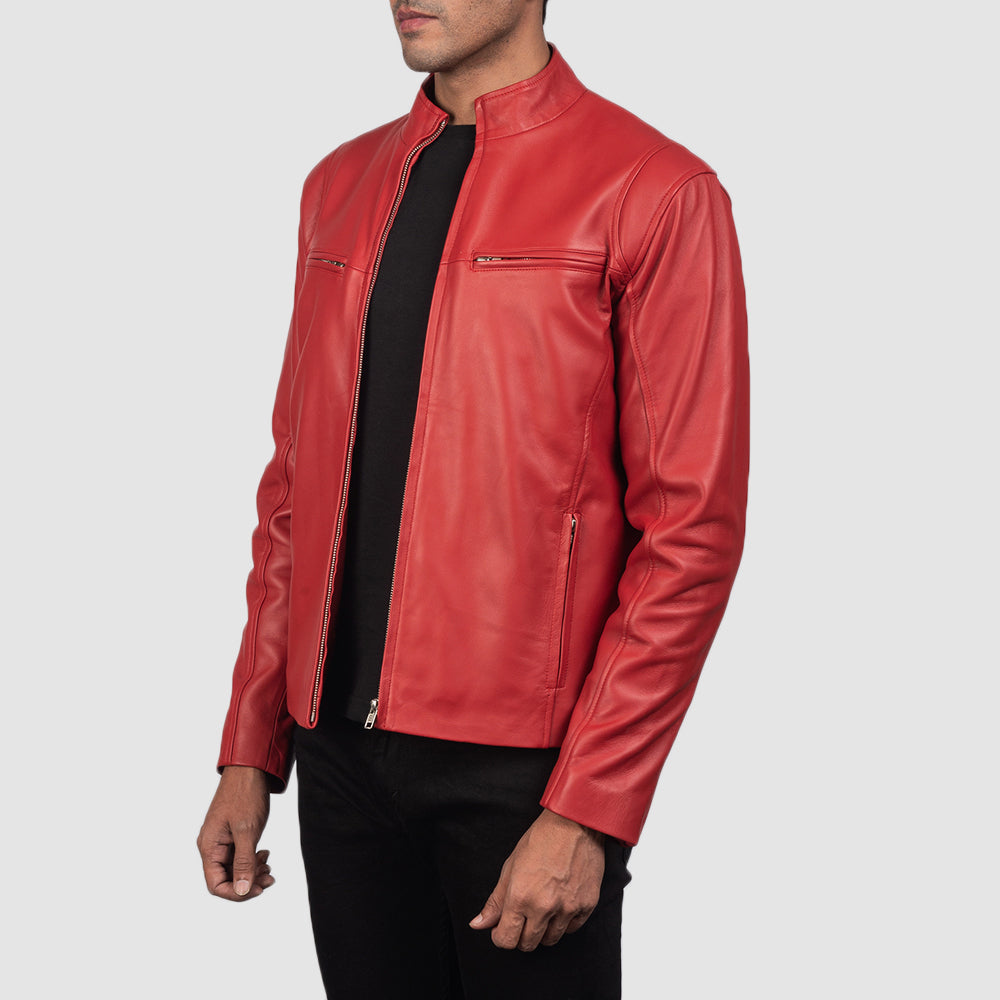 Liam Red Leather Biker Jacket