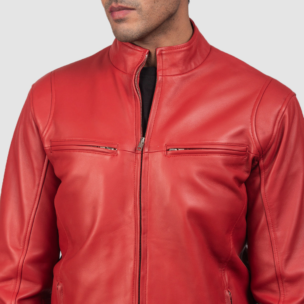 Liam Red Leather Biker Jacket