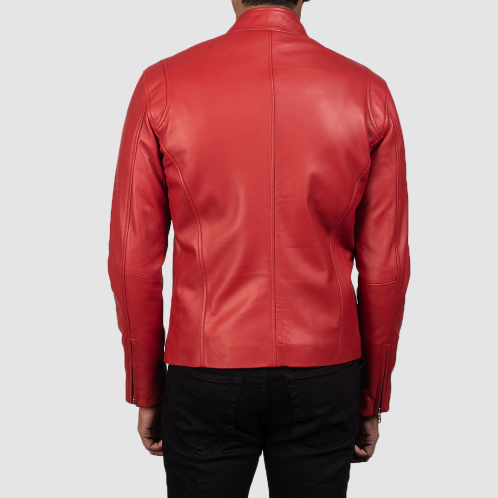 Liam Red Leather Biker Jacket