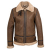 Andi Brown Hooded Shearling Sheepskin Leather Jacket