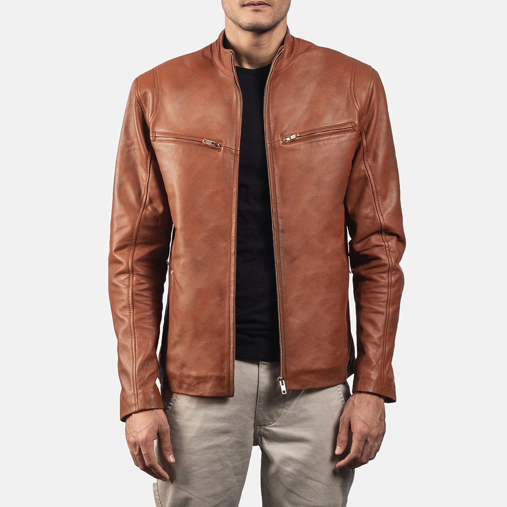 Liam Red Leather Biker Jacket