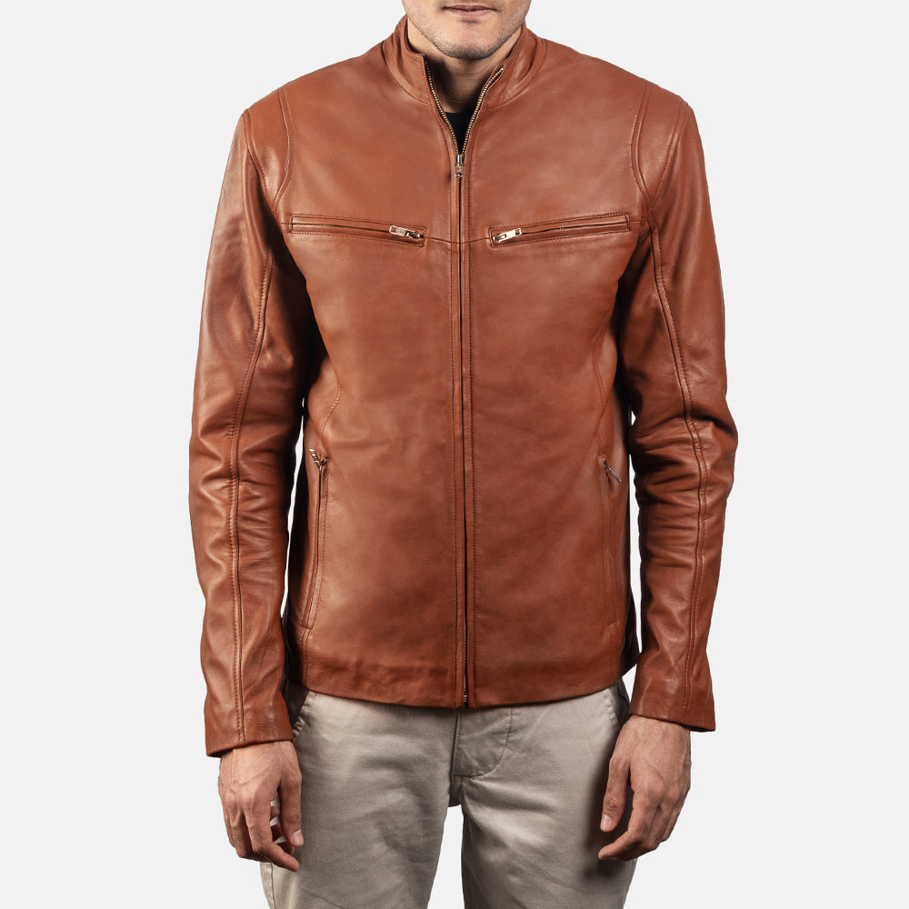 Liam Red Leather Biker Jacket