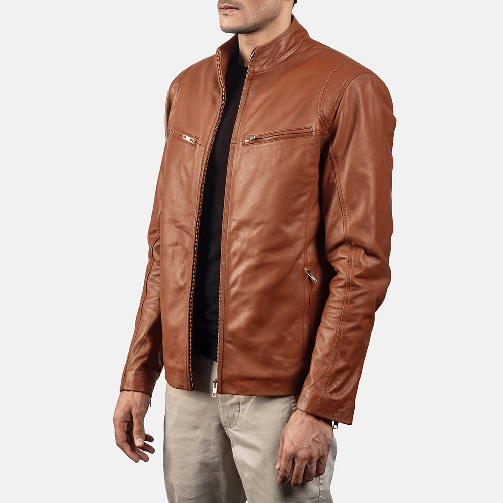 Liam Red Leather Biker Jacket