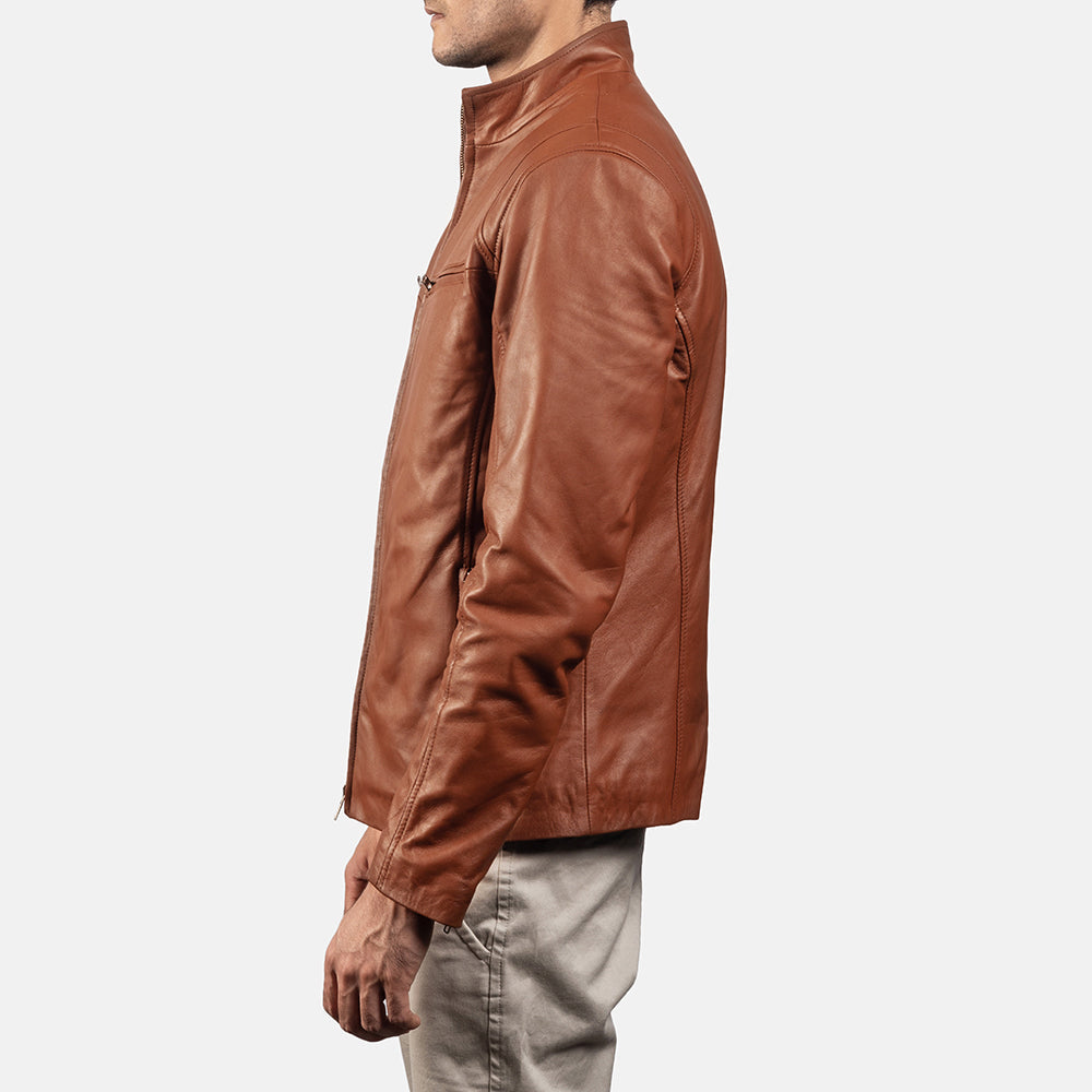 Liam Red Leather Biker Jacket