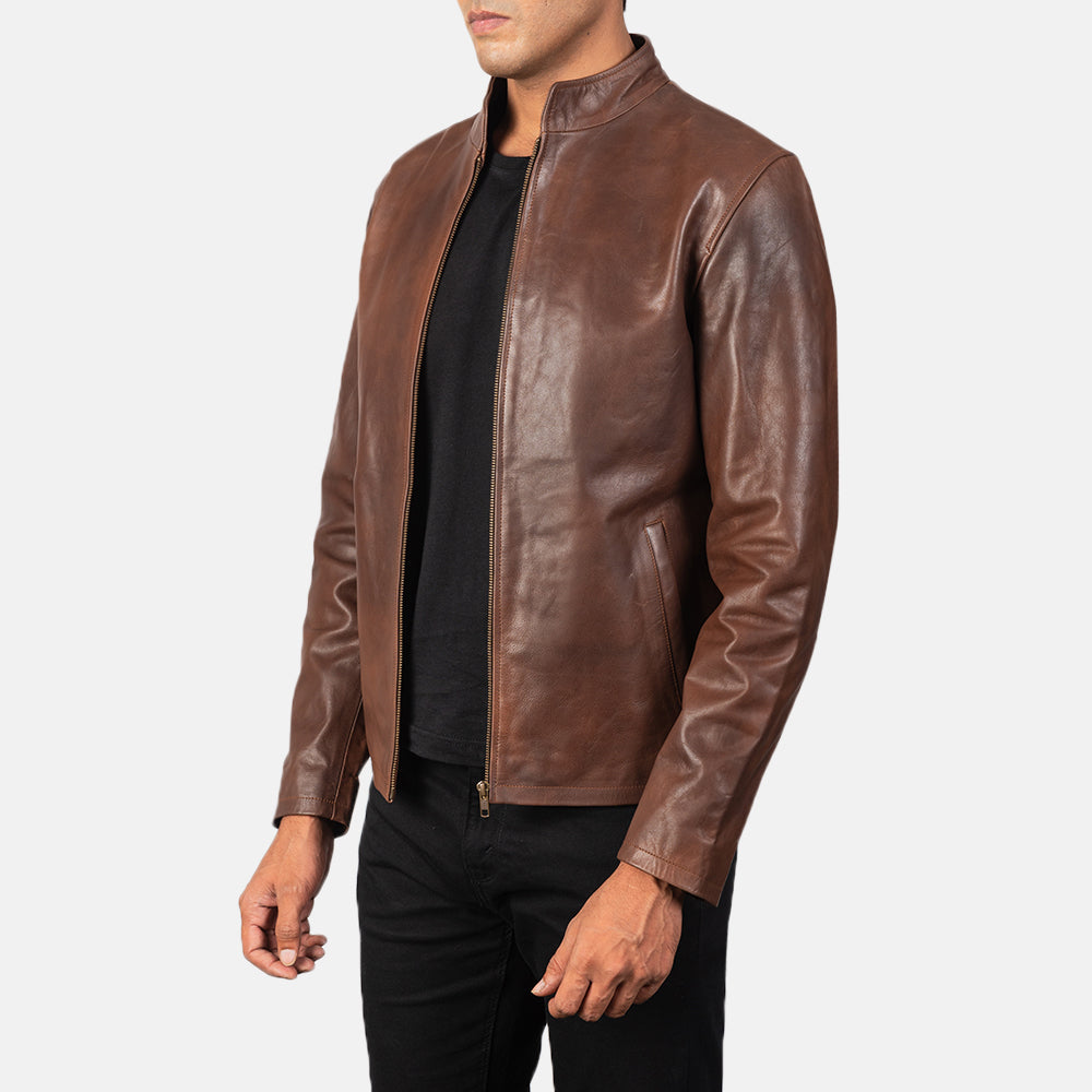 "Levi Black Leather Biker Jacket – Premium Cowhide with Classic Biker Details"