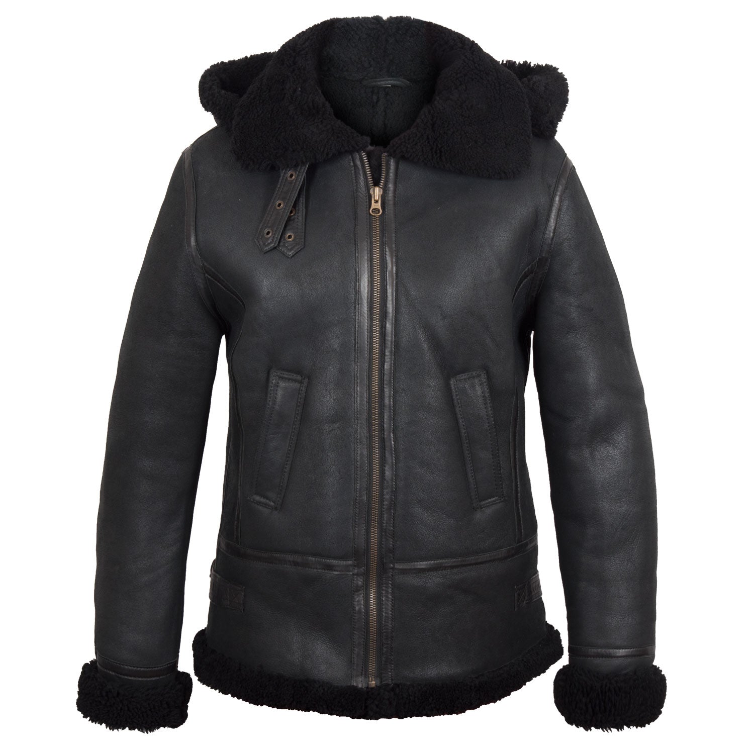 Andi Brown Hooded Shearling Sheepskin Leather Jacket