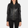 Isabella Black Leather Bomber Jacket