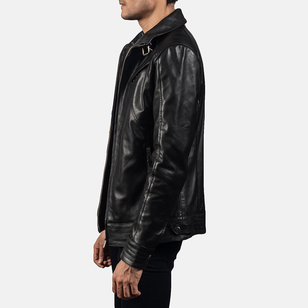 Asher Black Leather Biker Jacket - Premium Cowhide Design