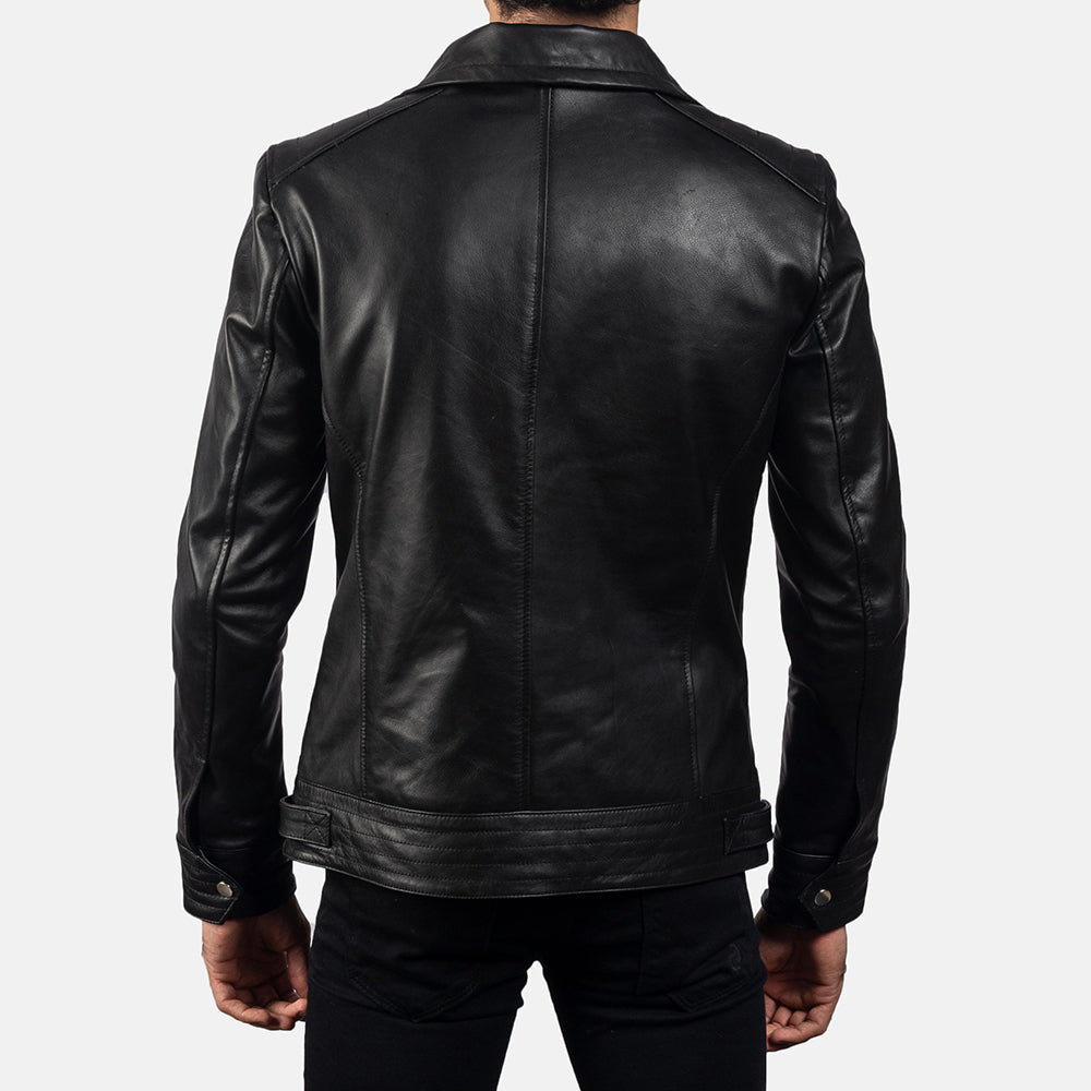 Asher Black Leather Biker Jacket - Premium Cowhide Design