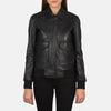 Rose Black Leather Bomber Jacket