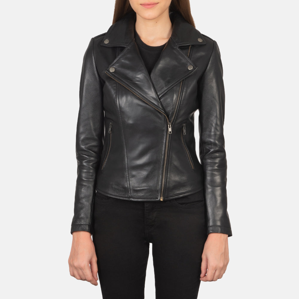 Luna Black Leather Biker Jacket