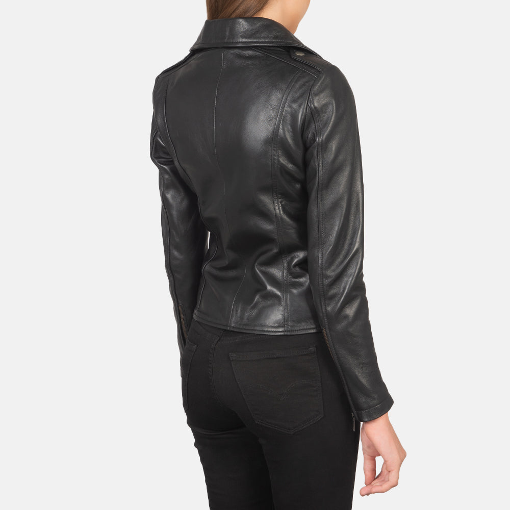 Luna Black Leather Biker Jacket