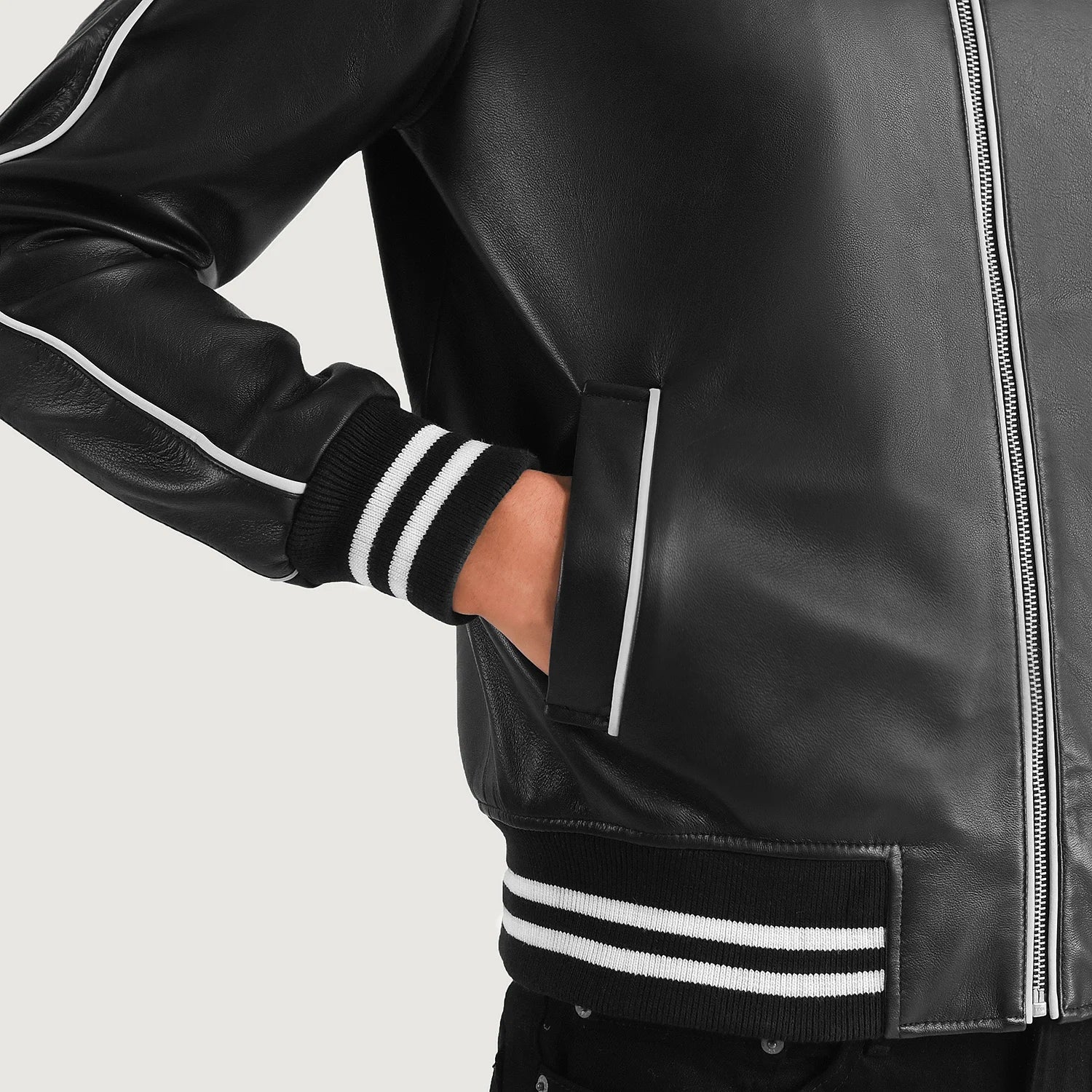 "Cooper Blue Leather Varsity Jacket – Modern Twist on a Classic Design"