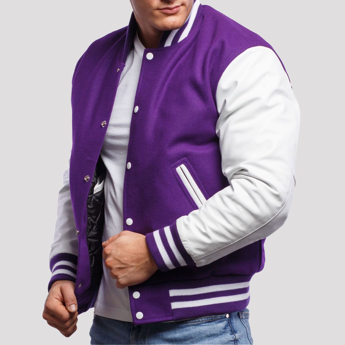 "Alexander Maroon Wool Body & White Leather Sleeves Varsity Jacket – Timeless Style & Premium Craftsmanship