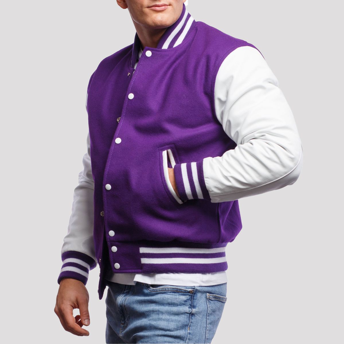 "Alexander Maroon Wool Body & White Leather Sleeves Varsity Jacket – Timeless Style & Premium Craftsmanship