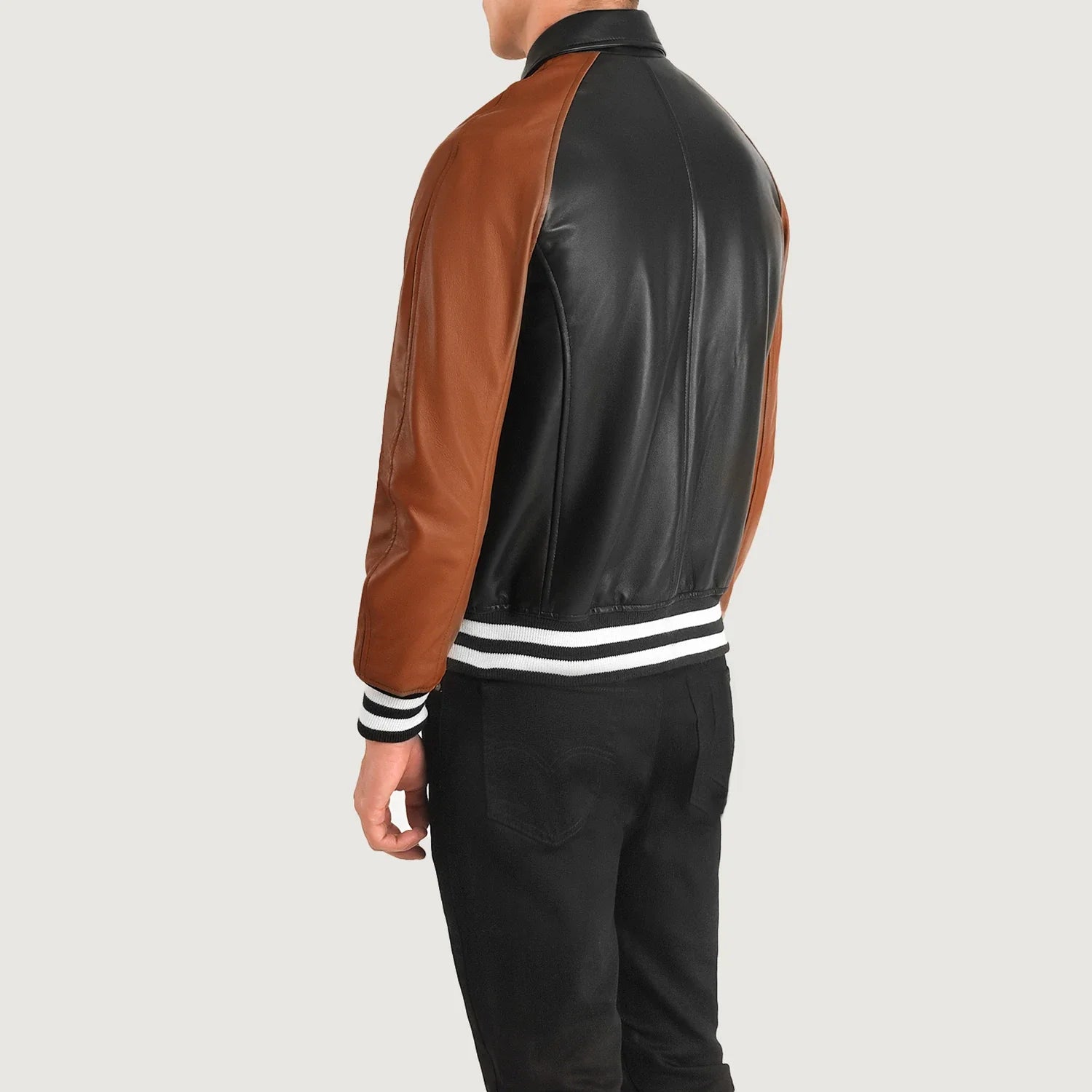 Walton Black & Brown Leather Varsity Jacket-Classic Design with Premium Cowhide Leather