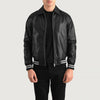 "Walton Black Leather Varsity Jacket – Premium Cowhide Leather & Classic Style"