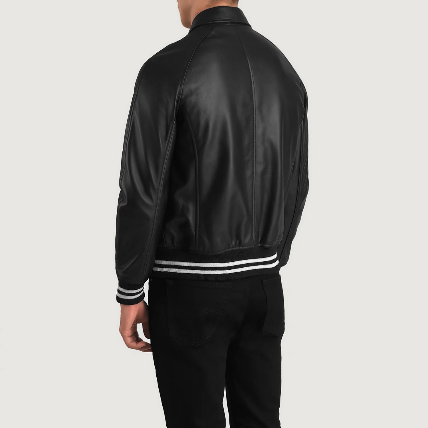 "Walton Black Leather Varsity Jacket – Premium Cowhide Leather & Classic Style"